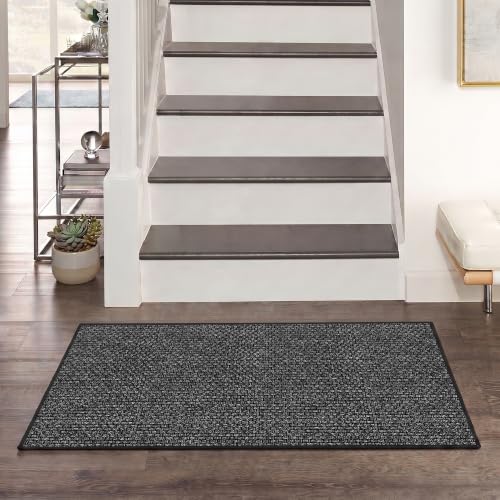 GOYLSER 4ft Jute Runner Rugs for Hallways, Rubber Backed Hall Floor Mat Non Slip, Absorbent Entry Way Runner Rugs Indoor, Black