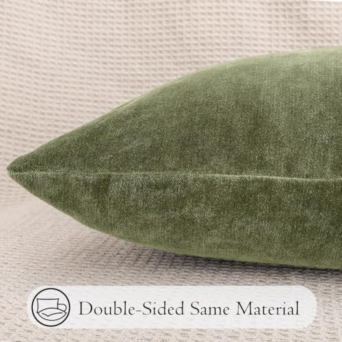 Chenille Lumbar Pillow Covers 12x20 inch Olive Sage Green