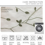 AmHoo 2 Panels Embroidered Leaf Pattern Semi Sheer Curtains Foliage Floral Voile Window Draperies Treatment for Bedroom Living Room Rod Pocket White Sage Green 53 x 84 Inch