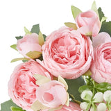Mkono Peonies Artificial Flowers, Small Silk Flowers for Home Decor Indoor Fake Bouquet Faux Floral Arrangements Dining Table Centerpieces for Kitchen Party Decor Pink