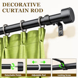 Curtain Rods for Windows 32-60 Inch, 1 Inch Adjustable Black Curtain Rod Set with Brackets, Easy Install