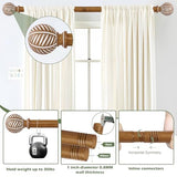 Wood Boho Curtain Rods for Windows:Wooden Farmhouse Decorative Curtain Rod for Bedroom Living Room,Heavy Duty Adjustable Rustic Bamboo Drapery Rods with Imitation Wood Grain Finials,Brown 36-88"
