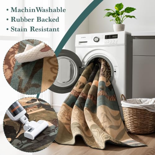 8x10 Washable Area Rugs for Living Room and Bedroom(8x10,Leaf)