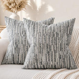 Boho Striped Decorative Throw Pillow Covers 22"X22" Set of 2,Gray White