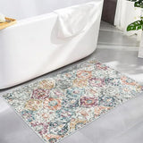 Lahome Moroccan Trellis Entryway Rug, 2x3 Kitchen Rugs Non Slip Washable, Non-Slip Indoor Door Mat Ultra-Thin, Small Throw Carpet for Bathroom Bedroom Entry Elise, Aqua/Multi