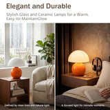 Mushroom Lamp Table Lamp for Bedroom,Desk Bedside Small Lamps for Living Room Night Stands,Mushroom Decor Cute Mini Modern Mid Century Lamps,Unique Aesthetic Home Living Room Decor(Orange)