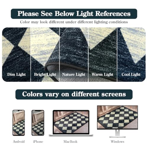 Lahome Checkered Kitchen Rugs Non Slip Washable 2x6 Hallway Bathroom Runner