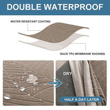 Genina Waterproof Seat Covers for Dining Room Chairs, Stretch Chair Seat Covers Removable Washable Dinning Room Kitchen Chair Cushion Slipcovers (Leaves-Taupe, 4 PCS)