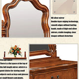 Solid Wood Dressing Mirror Home Floor Mirror Classical Dressing Mirror European Style Retro Bedroom Storage with Pumping Full-Length Mirror