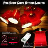 Hiboom 6.56FT Red Cup String Lights, Mini Flip Cup LED Fairy Lights Battery Operated, Graduation Party Decorations for College Dorm Beer Frat Birthday Trailer Park Party Supplies(Red,1 Pack)