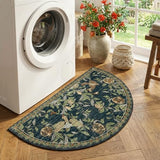 jinchan 2x3 Half Circle Floral Vintage Washable Entryway Rug, Blue/Green