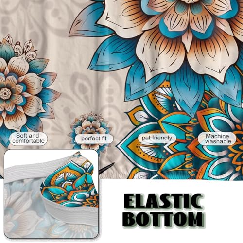 Suobstales Boho Mandala Hummingbird Print Stretch Armless Futon Cover, Futon Mattress Covers Soft Furniture Protector with Elastic Bottom, Foldable Sofa Slipcovers Washable Couch Cover