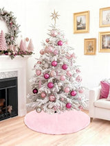 Christmas Tree Skirt 36 inch Faux Fur Pink Tree Skirt Xmas Decorations