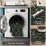 JTJ Washable Kitchen Rugs Set of 3, Dark Green Vintage Insect Kitchen Mats