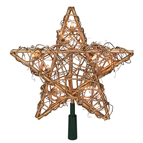 Kurt Adler 20-Light Gold Rattan Star Treetop