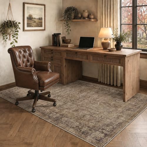 HelloTree 4x6 Vintage Washable Non-Slip Low Pile Area Rug