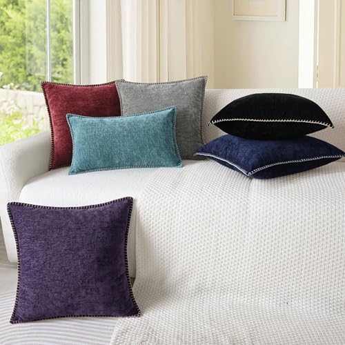 CaliTime Decorative Couch Throw Pillow Covers 20 X 12 Inches Medium Grey