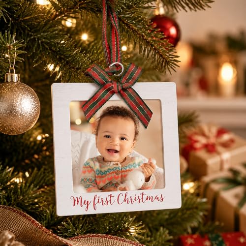 Kate & Milo My First Christmas Photo Ornament, Babys First Christmas Tree Ornament, Newborn Photo Holiday Keepsake, New and Expecting Parents Gift, Rustic
