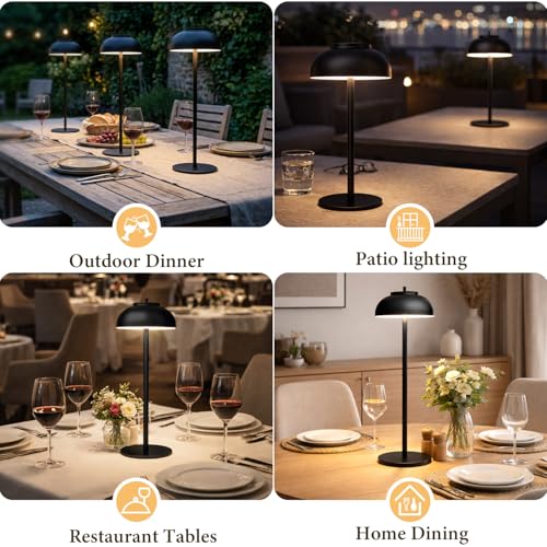 2 Pack Led Cordless Table Lamps Rechargeable,Table Lights Battery Operated-IP65 Waterproof-for Outdoor Patio/Restaurants/Home/Dinner/Table Lighting-Touch Control & Dimmable