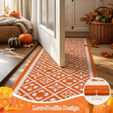 Fall Hallway Runner Rug Washable Orange Autumn Kitchen Mat 2x6 ft