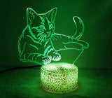 Creative 3D Cat Night Light 16 Colors Changing USB Power Remote Control Touch Switch Decor Lamp Optical Illusion LED Table Desk Lamp