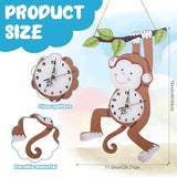 Kenning Monkey Wall Clock Safari Nursery Decorative Silent Non-Ticking Clock Wooden 16 x 11.5 Inch for Living Room Bedroom Kitchen Home Wall Decor, Battery Not Included
