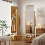 Full Body Mirror, Full-Length Mirror, Floor-to-Ceiling Mirror, Home Bedroom, rotatable Storage, Fitting Mirror with Hanger, Integrated Dressing Mirror,Bedroom Furniture