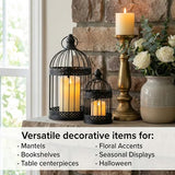 Vela Lanterns Decorative Bird Cage Candle Holders, Medium & Mini, Black