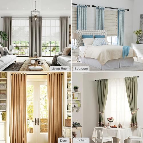 Byondeth Latest Curtain Rods for Windows 28 to 144 Inches Length Adjustable 1 Inch Diameter Window Heavy Duty Curtain Rod with Aluminium Finials Set for Outdoor, Farmhouse, Bedroom, Living Room, Black