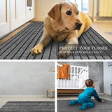 AYOHA Runner Rug 2' x 6' Indoor/Outdoor Carpet for Hallway Kitchen Entryway Patio Lobby Garage Deck Area Rugs with Natural Non-Slip Rubber Backing, Gray/Black Strip (Available for Custom Sizes)
