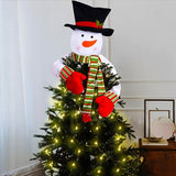 Christmas Tree Topper Snowman Hugger with Lights Strips - Xmas Holiday Winter Wonderland Party Decoration Ornament Supplies