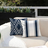 DFXSZ Outdoor Pillow Covers 18x18 Inch Set of 4 Navy Blue Waterproof Modern Geometry Throw Pillows Outdoor Summer Waterproof Decor for Patio Funiture Garden Polyester Cushion Covers 013N18