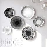 Hicarer Set of 6 Black and White Plate Wall Decor Minimalist Ceramic Plate Wall Art with W-shaped Invisible Hooks & Silver Nails, Multi-use Dinner Plates for Home Office Art & Dining