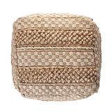 LR Home Natural/Off-White Square Ottoman Pouf for Home Decor | Striped Hand-Woven Jute Cotton Blend Square Pouf Ottoman Foot Rest for Bedroom & Living Room Decor | 18" D X 18" W X 18" H
