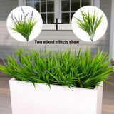 alyptus Artificial Plants Outdoor Fake Monkey Grass with Flowers for Pot UV Resistant Plant Decor for Window Garden Patio Hanging Planter Pathway Front Porch (Grass with Flowers)