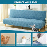 Futon Couch Cover Without Arms, Sofa Cover Armless, Futon Covers Slipcover Twin Queen Full Size, for Living Room, Bedroom (Green,Medium)