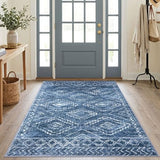 Area Rug 4'x6' Entryway Rug Washable Rug, Stonewashed Blue