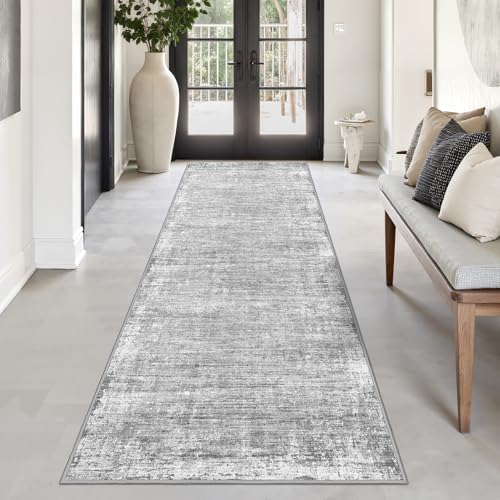 Washable Runner Rug 2x6, Runners for Hallways, Grey Kitchen Rug