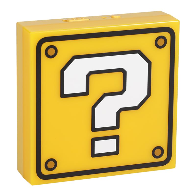Paladone Super Mario Question Block Night Light, Auto Night Sensor & Portable with Wall Adhesive, Licensed Nintendo Box Lamp