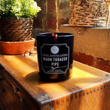 DW Home Warm Tobacco Pipe Scented Candles, 9 oz Single Wick Medium Jar, Up to 33 Hour Burn Time, Strong Long Lasting Woodsy Fragrance, Gifts for Men & Women