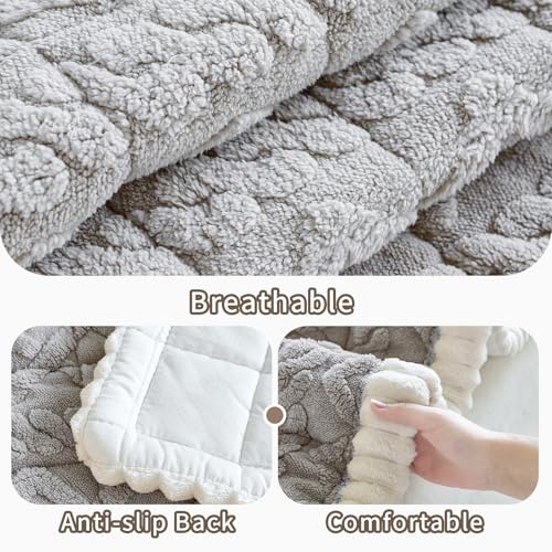 Fuzzy Couch Covers for Dogs, Non Slip Thick Dog Couch Cover Protector, Plush Pet Couch Covers for Sofa Washable, Soft Sofa Cushion Slipcovers Pet Friendly(1PC, Light Grey, 27.6”x70.9”)