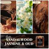 Sandalwood Jasmine Scented Candle for Home Soy Wax Candle, Aromatherapy Candle Gift for Women Men, 7oz