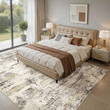 Area Rugs for Living Room: 5x7 Abstract Washable Rug Modern Neutral Large Soft Stain Resistant Non-Slip Backing Machine Table for Bedroom Dining Room Indoor Home Office Carpet - Gold Brown
