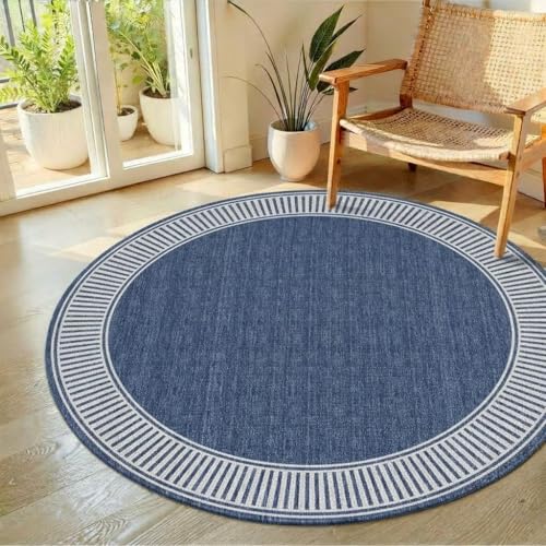 GarveeHome Small Round Rug 4ft Washable Bedroom Rugs Non Slip Circle Rugs