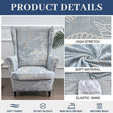 HAOYONG Stretch Wing Chair Cover Set Ottoman Slipcover 2 Pieces Wingback Chair Slipcover and and 1 Piece Rectangle Storage Stool Cover Removable Armchair Sofa Covers for Living Room Bedroom