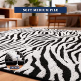 Zebra Hallway Runner Rugs 2x6: Black and White Modern Washable Rug
