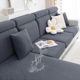 Smiry Waterproof Couch Cushion Covers for Sofa, Stretch Jacquard Seat Cushion Covers Washable, Sectional Sofa Slipcover Elastic Furniture Protector for Pets, Kid (3PC, Grey)