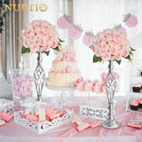 NUPTIO Silver Centerpiece Stand for Table, Twist Style , 20.5" Tall, 2 Pcs