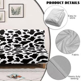 Black White Cow Pattern Armless Futon Cover, Machine Washable Sofa Slipcover with Stretch Bottom Anti-Slip Non Armrest Couch Chair Covers