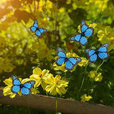 AQUEENLY Monarch Butterfly Decoration 4.72'' Blue Butterflies for Crafts Premium Fake Butterflies Wall Decor for Room, Home, Wedding, Party (12 Pcs)